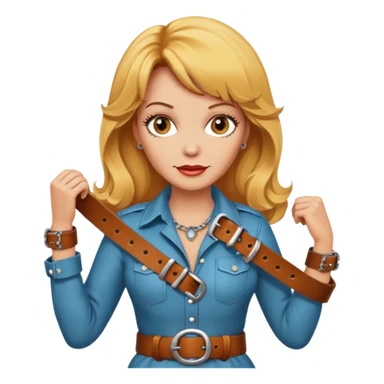 Peggy Bundy holding a belt sticker