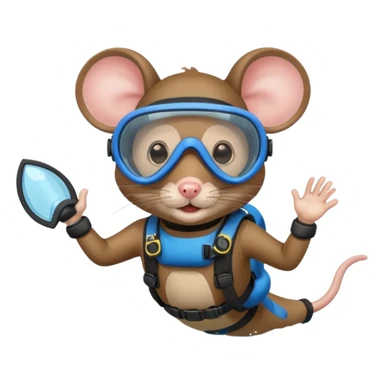 mouse wearing scuba gear dive into the sea sticker
