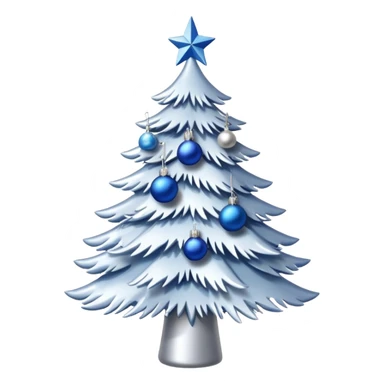 White christmas tree withe blue and silver decoration sticker