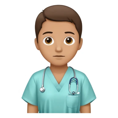 patient wearing a hospital gown, neutral expression sticker