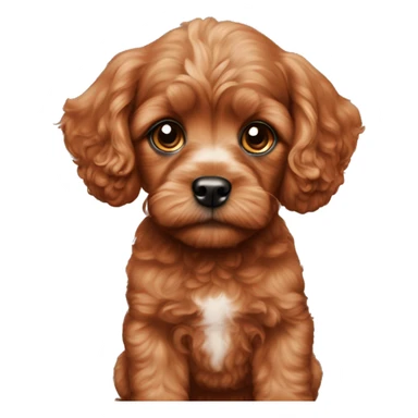 red cavapoo puppy with big black eyes  sticker