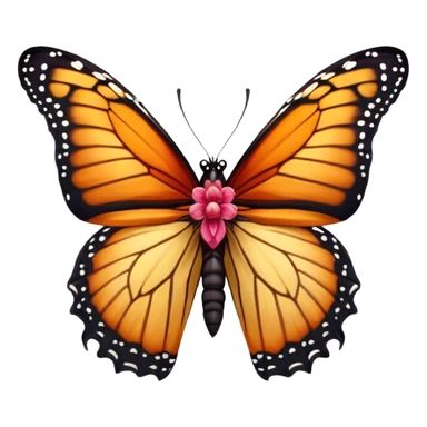 Cinematic Realistic Cute Yawning monarch Butterfly Portrait Emoji, Head tilted slightly with a dramatic, wide-open yawn, showcasing soft, downy ruby wings with gentle droop and half-closed, drowsy eyes rendered in exquisite natural detail, high shine, relaxed yet expressive, styled with a dash of delicate floral charm, soft glowing outline, capturing the essence of a sleepy yet affectionate red butterfly that appears ready to rest its vibrant wings in quiet slumber! sticker