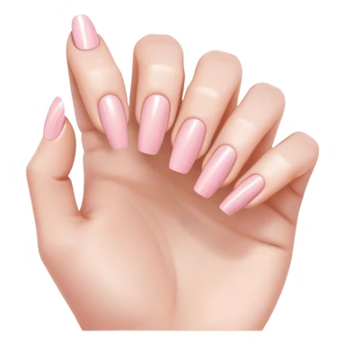 "Close-up of a delicate hand with soft pink or nude nail polish, slightly curved fingers, elegant and feminine style, subtle shine on nails." sticker