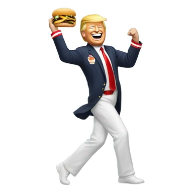 Dancing trump in a McDonald's uniform sticker