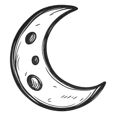 hand drawn outlined icon of a moon, no fill sticker
