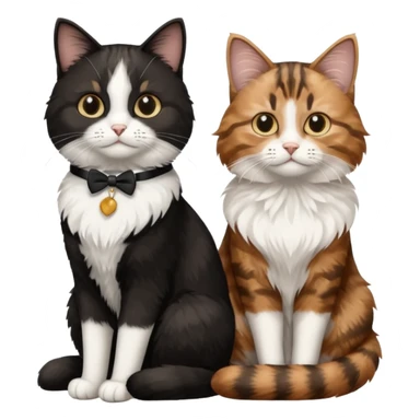 black and white tuxedo cat with brown tabby cat sticker