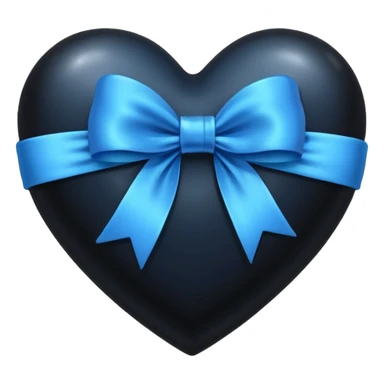 black heart with a blue bow with sparkles sticker