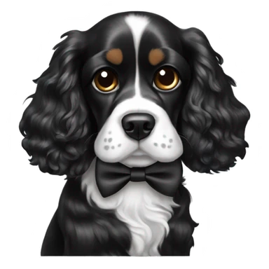 a black and white cocker spaniel with a bow tie on sticker