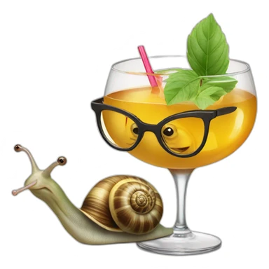 Female snail with glasses and a cocktail sticker