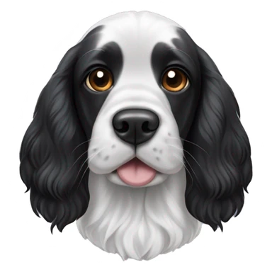 black and white english cocker spaniel with black ears and spota on nose sticker