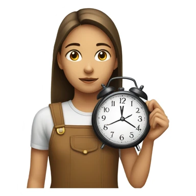 Girl with a clock sticker