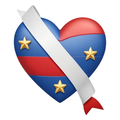 Patriotic heart white ribbon and gold stars sticker