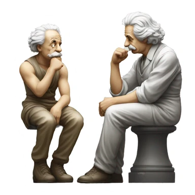 sitting philosopher-statue as albert einstein and thinking lean on fist sticker