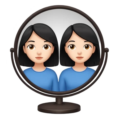A girl with black hair, brown eyes and fair skin talking to herself in a mirror sticker