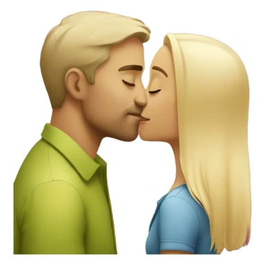 Short Brazilian girl kisses tall blonde man sticker