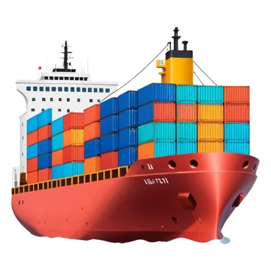 Draw a large cargo ship loaded with colorful containers on the sea. sticker