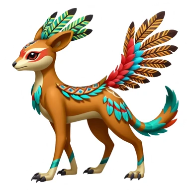 Tribal Colorful Exotic Fionbri-Kalon-Falvie-Vernid-Meloetta-Pokémon-Fakémon-Digimon-Spectrobe-hybrid-fusion, full body sticker