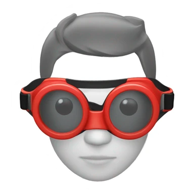 swimming goggles with red frame，cat-eye or spindle-like form，sharp edges sticker