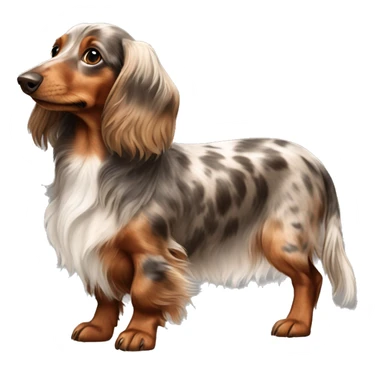 brown Merle long haired Dachshund full body sticker
