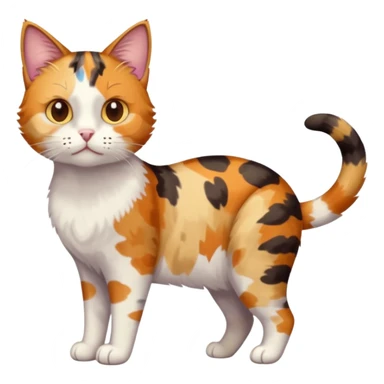 full body anxious looking colourful patchy calico tabby cat sticker