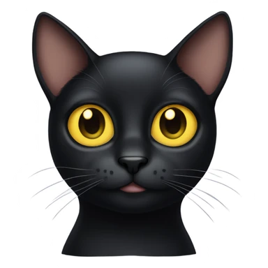 black cat with big yellow eyes and half of an ear sticker
