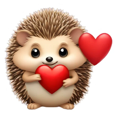 Hedgehog with a bow and holding a heart sticker