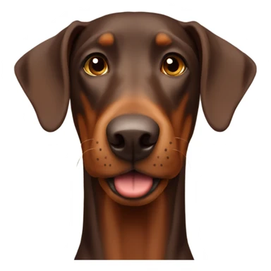 Brown Doberman without cropped ears looking forward and happy  sticker