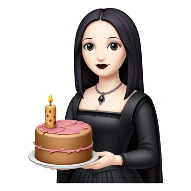 goth monalisa holding a SPAM MEAT  birthday cake  sticker