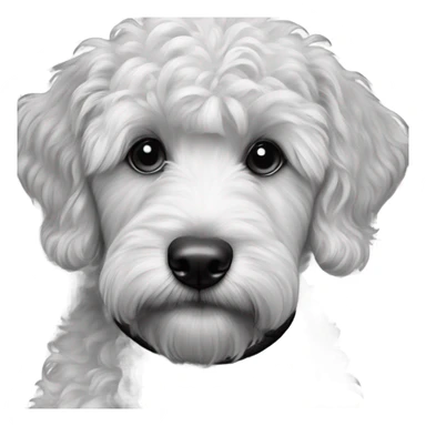 realistic dog portrait close-up black and white Labradoodle puppy sticker