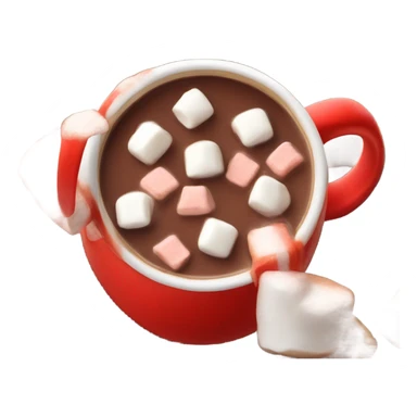 red mug of hot chocolate with marshmallows sticker