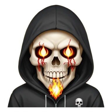 Bro I wanna skull with hoodie on the hoodie has to be on fire and I want matrix blood with the codes and weird numbers spilling out eyes and mouth almost give him a diamond grill in his mouth make it shinny where is the matrix symbols  sticker