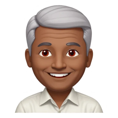 50 yr old indian man, dark skin, grey hair, big smile, white teeth, chubby, no moustache, clean shaven, young style hair, hair brushed back, 5 oclock shadow, bindy, dress shirt, forehead dot, chubby, religious, red dot, fancy hair sticker
