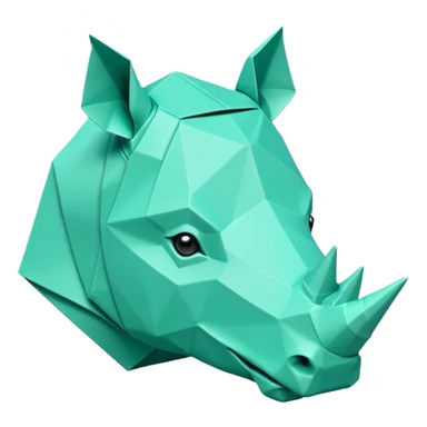 origami rhino head in color green mint rgb(168, 251, 211) sticker
