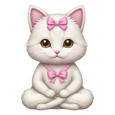 meditating cute cat with pink bow sticker