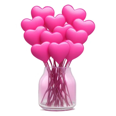 10000000 huge pink hearts on stems in a clear glass vase sticker