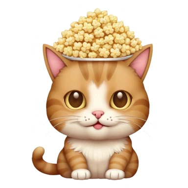 un chat avec du pop corn sur la tête  sticker