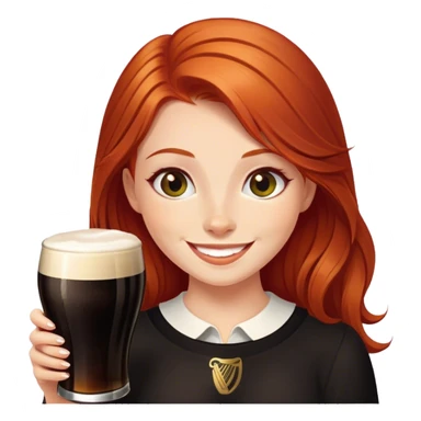 Redheaded girl smiling with Guinness  sticker