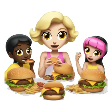 powerpuff girls eating burgers sticker