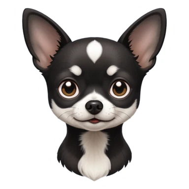 Very Dark black Chihuahua with white markings On the neck In Telegram style sticker