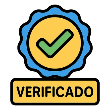 ribbon with a checkmark and 'Verificado', color outlined icon style, certification, authenticity sticker