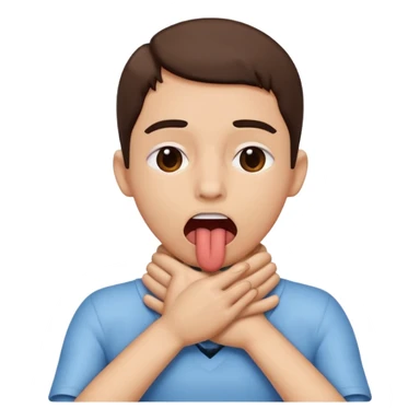 criss cross hands around throat choking self emoji tongue out sticker