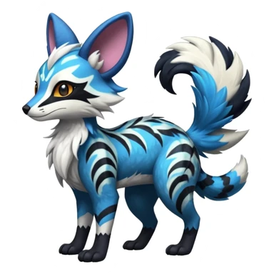 Futuristic furry fluffy floofy feathery tribal marked Genet-Absol-Kyurem-Zeraora-Primagen-fusion-creature  sticker