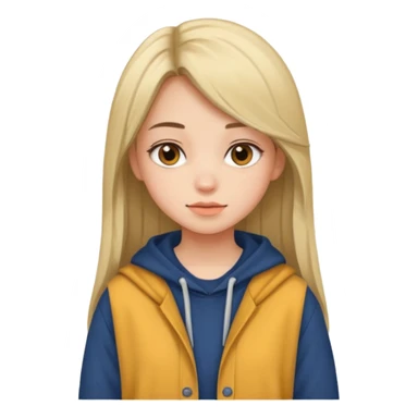 A pretty girl who has layered straight hair woth baggy clothing sticker