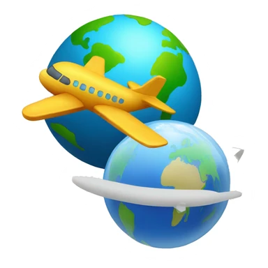rounded sticker with world (globe) and plane on it sticker
