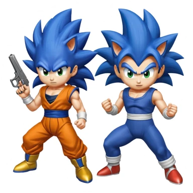 Goku and vegeta gun shoot sonic save Goku potara earrings = sonic Goku super Saiyan 3 sticker