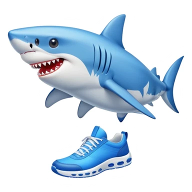 un tiburon con zapatos tenis azules sticker