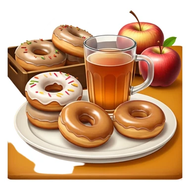 Apple cider and donuts on a tray fall scenery sticker