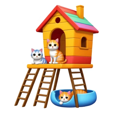 cats relaxing in a vertical playhouse sticker