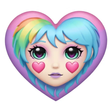 pastel goth heart with pastel rainbow sticker