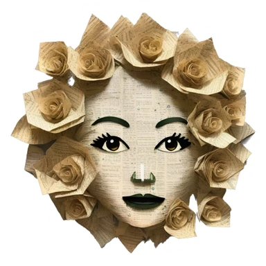  Hemp 420 lady face made of 420 origami newspaper roses hemp leaves lantern fairy lights burning paper and hemp leaves in hair and fairy lights sticker